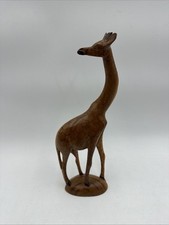 Hand Carved Wooden Giraffe Figurine Decor 12  Cute Wild Animal Collectible
