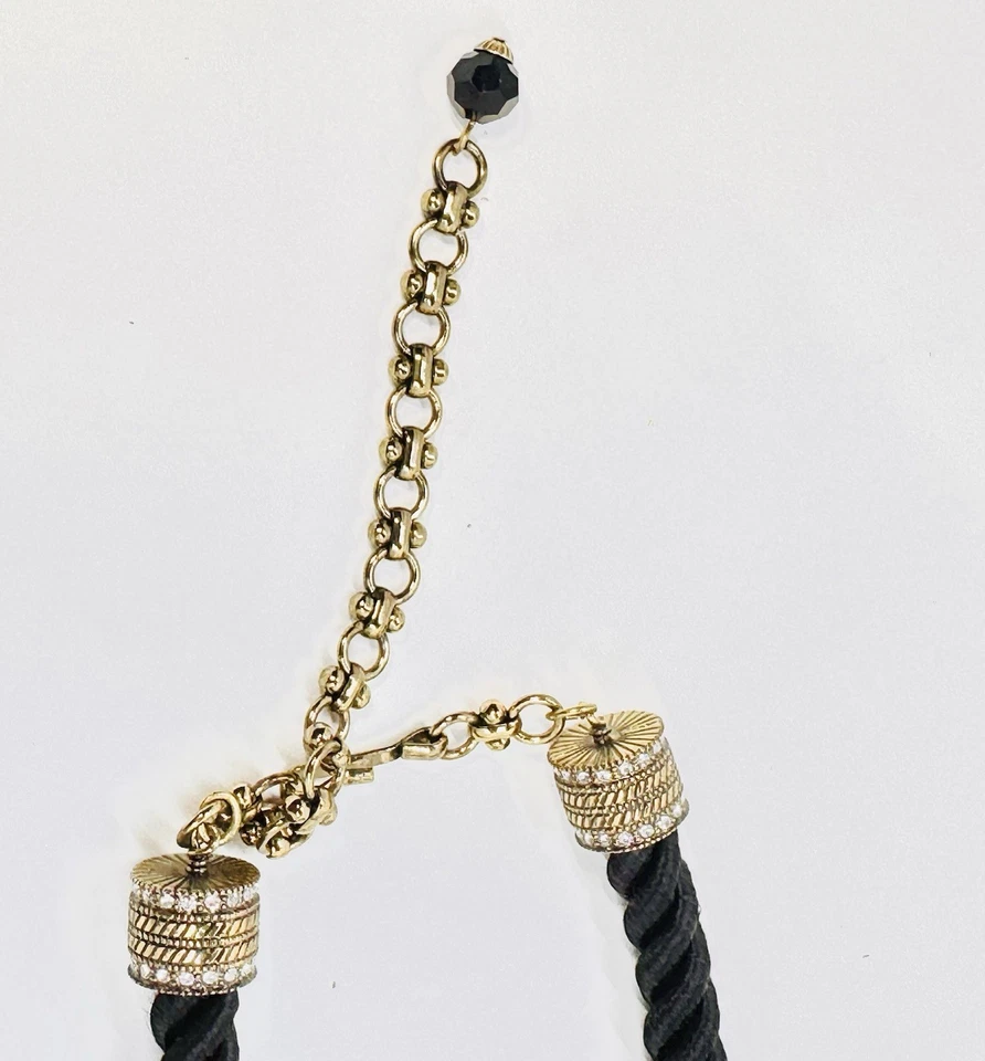 Signed Heidi Daus Gold & Crystal Statement Pendant Corded Necklace Excellent - Image 4 of 4