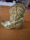 Vtg Frankoma Pottery 7” Green Brown Wall Pocket Cowboy Boot Planter-Excellent!
