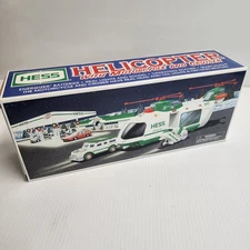 Vintage 2001 Hess Toy Truck Helicopter with Motorcycle & Cruiser Lights & Sounds