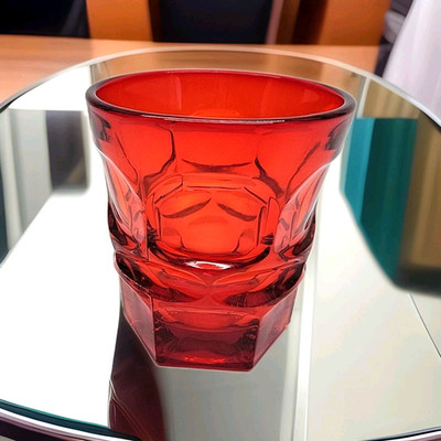 Fostoria Argus Ruby Red Old Fashion Tumbler   Vintage Glass   8oz