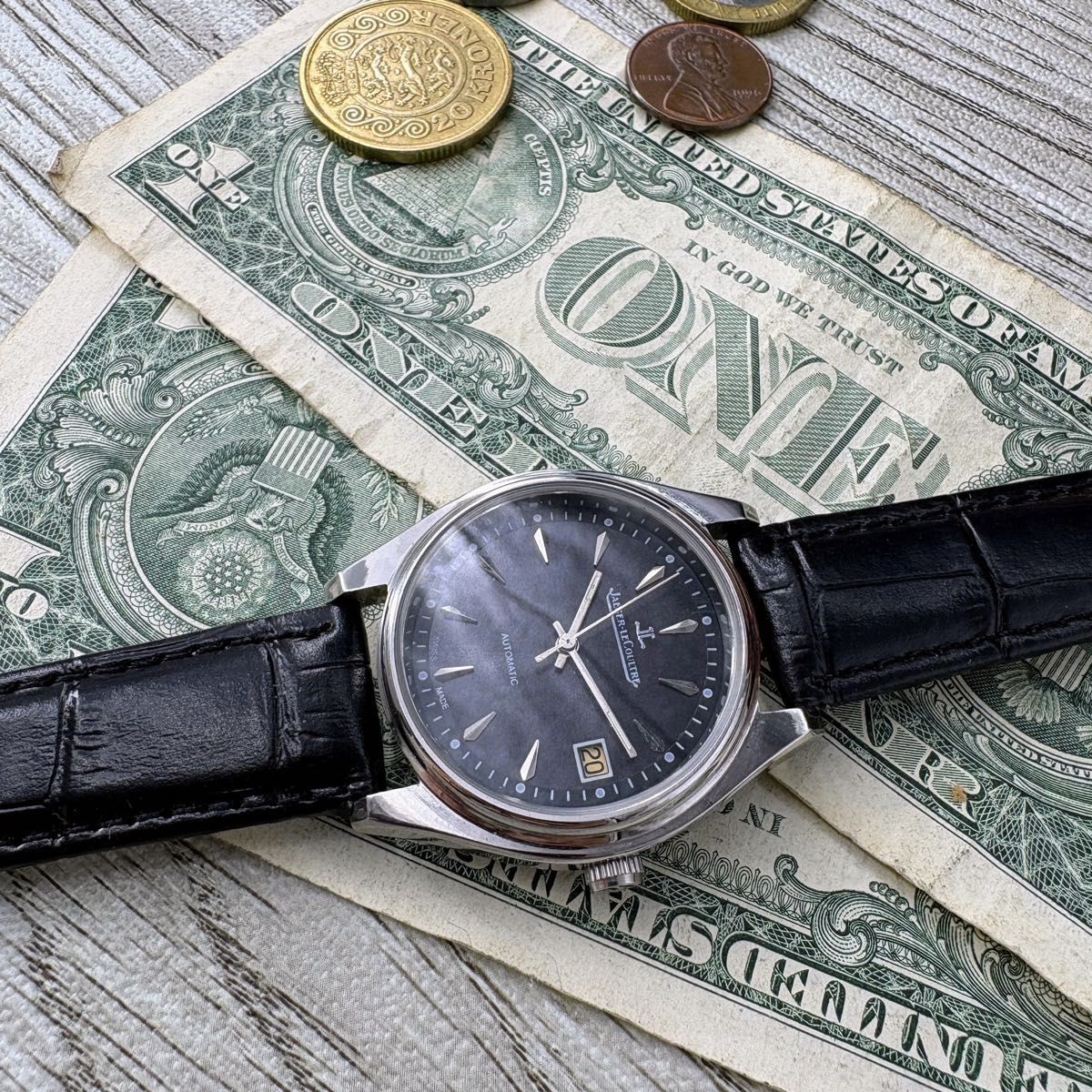 Jaeger-LeCoultre Vintage Automatic Watch Black Dial Date 36mm Mens Japan image 5