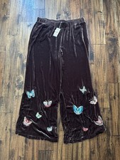 Johnny Was Size XS Luciana Velvet Silk-Blend Wide Leg Butterfly Pant NWT 365