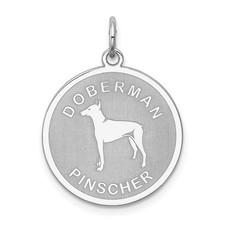 Sterling Silver Laser Etched Doberman Pinscher Dog Pendant, 19mm
