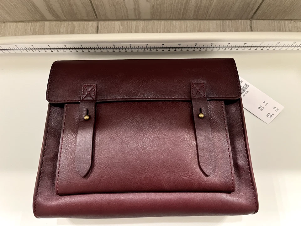 Bolso de mano Abercrombie & Fitch de cuero genuino borgoña nuevo con etiquetas Foto 2 de 4