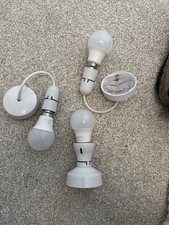 2X Suspension 6" Raccord 1x Plafond Rose & 3 Ampoules LED Support Plastique Blanc