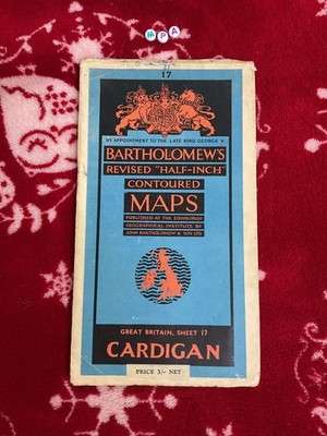 Vintage Bartholowmew's Half-Inch Contoured Map- RARE CARDIGAN