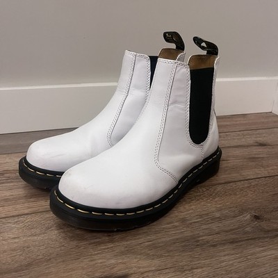 Dr. Doc Martens 2976 White Leather Chelsea Ankle Boots Womens Size 9 Pull-On