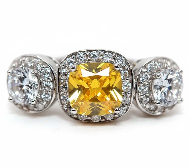 3CT Heat Treated Yellow Topaz 925 Sterling Silver Ring Jewelry Sz 6 PC13-7
