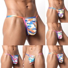 Atmungsaktive Herren Low Waist G String Tangas mit Bulge Pouch Print Unterwäsch