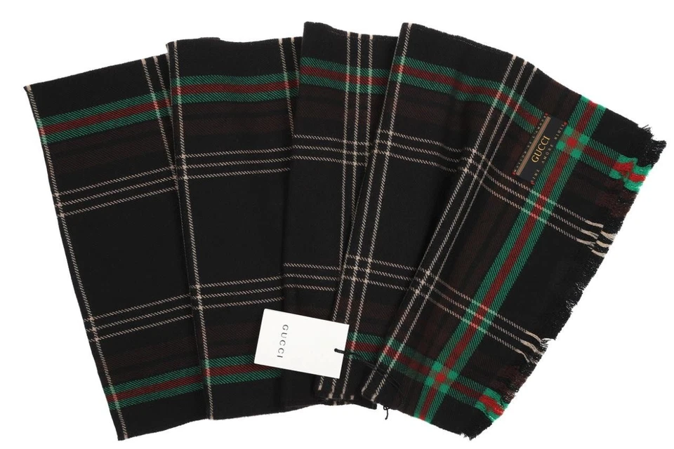 NUEVO PARCHE CON LOGOTIPO A CUADROS FIRMA DE LUJO GUCCI CUELLO BUFANDA ENVOLTURA Foto 2 de 3