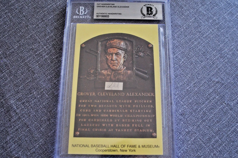 WALTER JOHNSON SIGNED CUT HANDWRITTEN HOF PLAQUE SENATORS "BIG TRAIN BAS BECKETT - Image 3 of 4