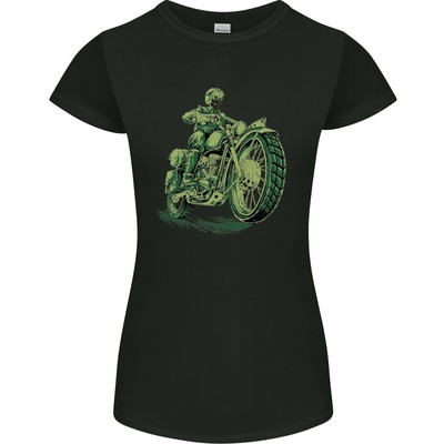 Biker Grün Cafe Racer Motorrad Damen Petite Schnitt T-Shirt