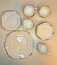 Vintage Royal Albert Crown China Tea Set Made In England Green Gold 20 Piece VGC