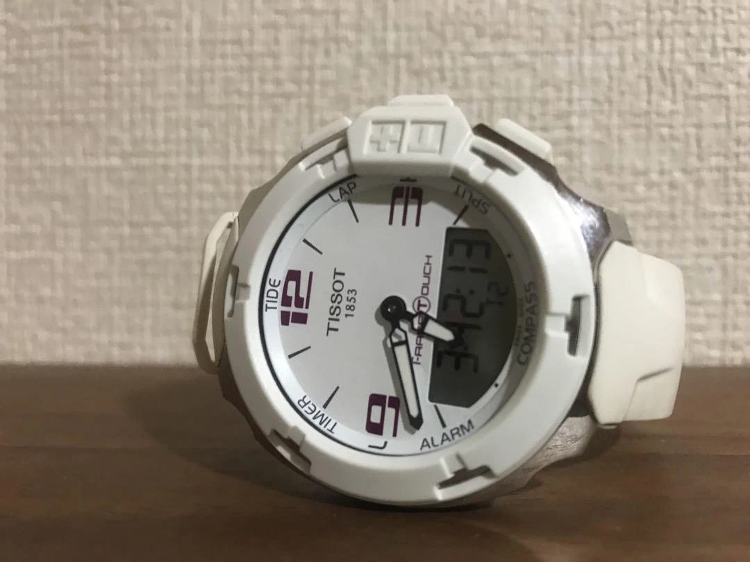 TISSOT T RACE TOUCH T081420 A DIGITAL ANALOG WHITE WATCH RUBBER