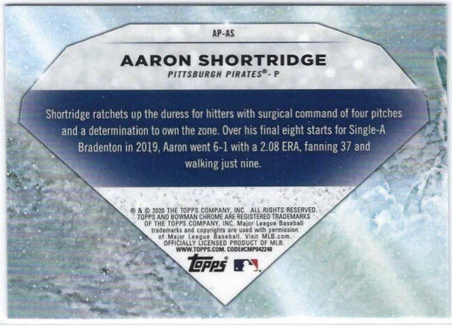 Aaron Shortridge - 2020 Bowman Draft Chrome Applied Pressure Insert Card #AP-AS - Image 2 of 3