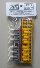 60 55 GALLON STEEL DRUMS w LIDS HO 1:87 SCALE LAYOUT DIORAMA TICHY TRAINS 8319