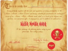 Vintage 1964 original AURORA MASTER MONSTER MAKER certificate - Famous Monsters