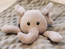 Gray Elephant Baby Lovey Lovie Security Blanket Minky Dot 14 Inch Zoo Animal 