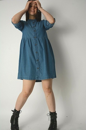 New Womens Innocence Blue Denim Grandad 