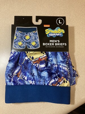 Crazy Boxer SpongeBob Blue Swirl Mens Underwear L 36 -38  New With Tags AR76