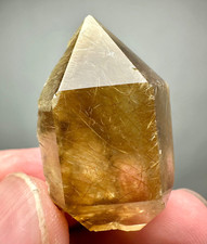 87 Ct. Full Terminated Ultra Rare Golden Rutilated Lustrous Quartz Huge Crystal