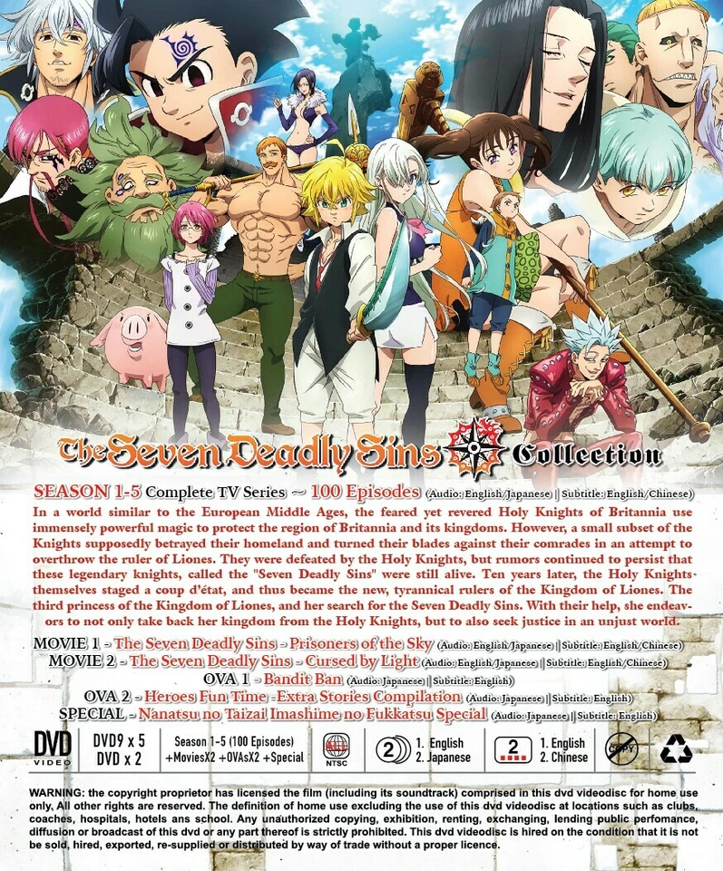 DVD The Seven Deadly Sins Season 1-5 Epi 1-100+2Movies+2OVAs+Special English Dub - Image 2 of 3