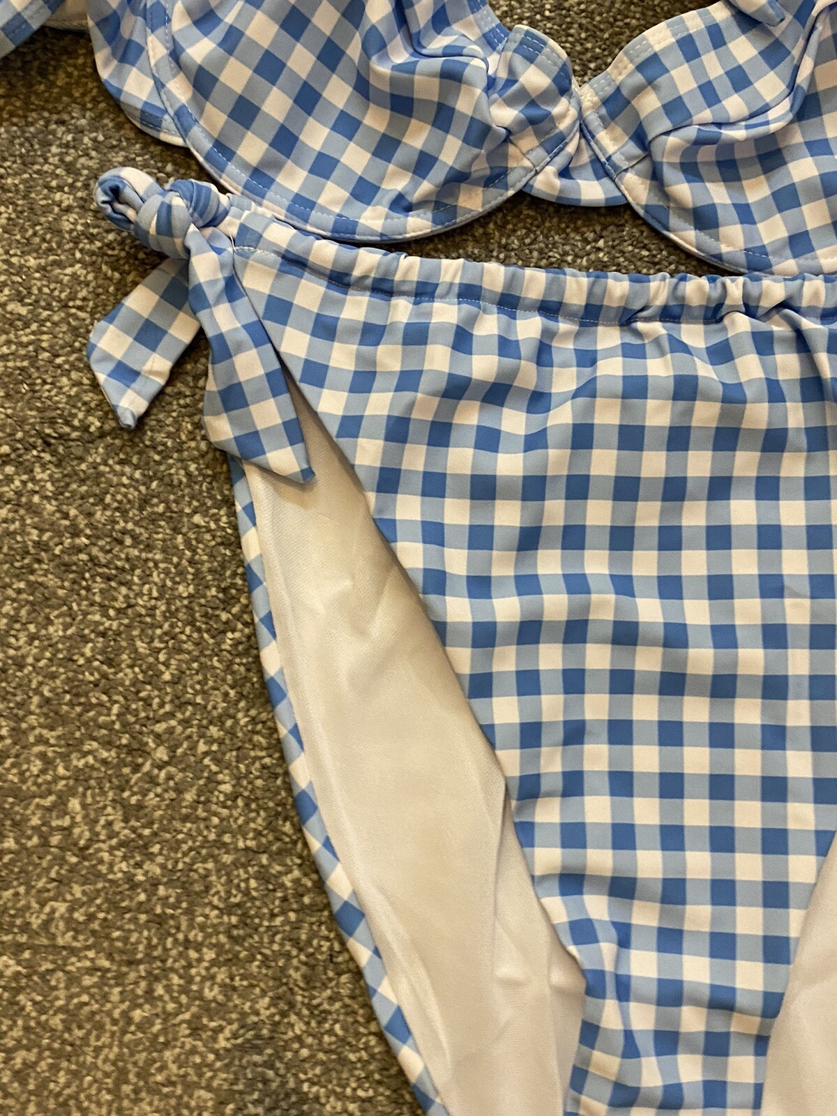 Boohoo Bikini Size 24 Baby Blue Gingham Sexy Beach Wear Plus Range 💙