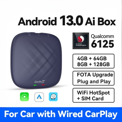 CarPlay Ai Box QCM6125 8-Core CPU Android 13 Wireless Auto & Carplay
