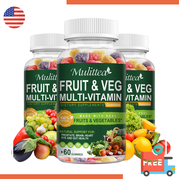 60 Gummies Nature Fruits Veggies Supplement Fruits Vegetable Vitamins & Minerals