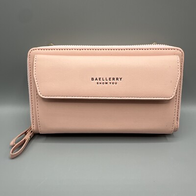 Baellerry Show You Pink Wallet Crossbody Clutch Double Zip Phone Purse