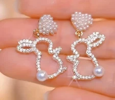 bunny rabbit earrings easter fashion jewelry FAST Free Shipping 1.2 Inch