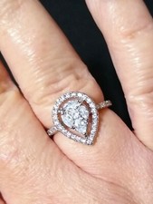 925 Sterling Silver Ring, Zirconia Gem, Surrounded By Tiny Crystals....