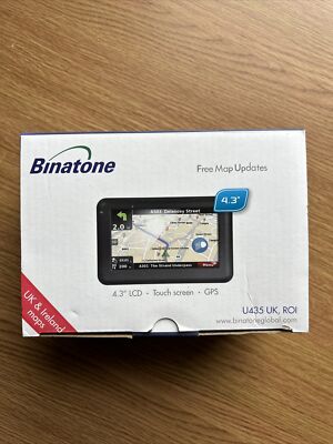 Binatone U435 4.3 Inch Sat Nav Lifetime Maps Uk & ROI Navigation System - USED