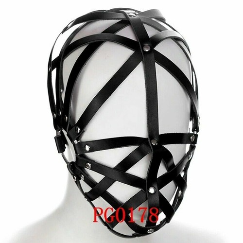 Punk Erwachsene Unisex Pu Leder Gimp Kopfgeschirr Kopfbedeckung Kapuze Maske Club Cosplay - Bild 4 von 31