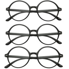 3 Units Full Frame Reading Glasses Anti-fatigue Reader Round Frame Resin