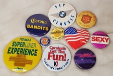 Lot Of 10 Vintage Advertising Pinback Buttons Pins Employee Hard Rock Carnival
