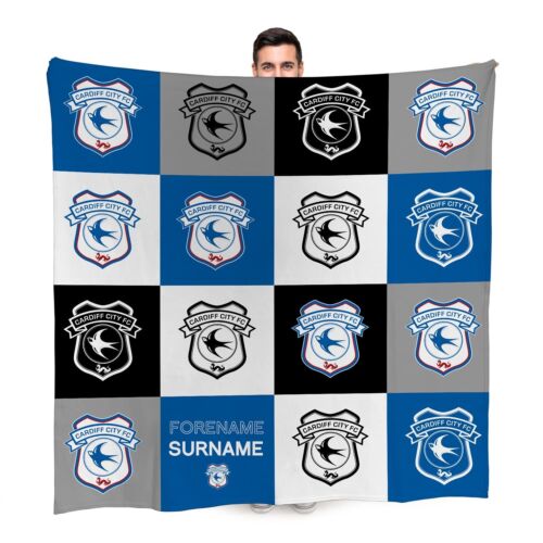 Personalised Cardiff City Blanket Fleece Cover Throw Birthday Gift Football Fan - Picture 1 of 2