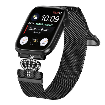 Crown Bling Band Milanese Magnetic Strap For Apple Watch Series 10 9 8 7 6 4