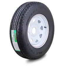 Trailer Tire Rim ST205/75R14 ROCKMAN  8-Ply D 105M 5 Lug on 4.5" PCD White Spoke