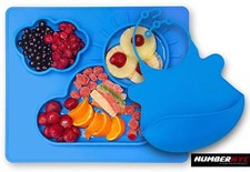 Silicone Non Slip Placemat Divided Food Plate Tray Blue Bip Toddlers Kids Baby
