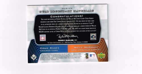 ERNIE BANKS WILLIE MCCOVEY 2004 ULTIMATE COLLECTION DUAL GAME USED # 14/50 - Picture 2 of 2