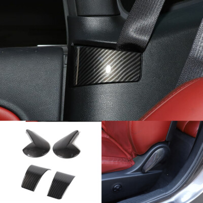 4xCarbon Fiber Seat Handle Adjust & Belt Panel ABS Trim for Dodge Challenger 10+