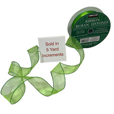 Kirkland Wire Edge Ribbon 5 Yards Lime Green Grinch Halloween Wrap Bow Gift 1.5"