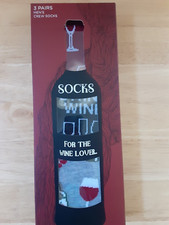 For The Wine Lover Men's Crew Socks 3 Pair Sock Size 10-13   NEW IN BOX