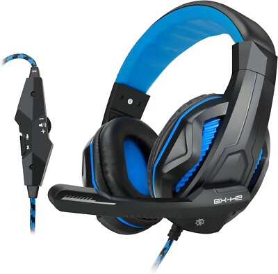 Gaming Headset Kopfhörer 3.5mm Mikrofon Stereo für PS4 Xbox One Switch PC Laptop