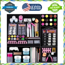 Acrylic Nail Kit for Beginners with Everything Professional, 12 Glitter Powder