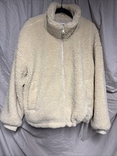 Levi's Women's Light Beige Zip up Sherpa Teddy Jacket Plus Size 2X