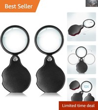 2pcs Portable 10x Pocket Magnifying Glass for Reading and Hobbies - Gift-Ready 