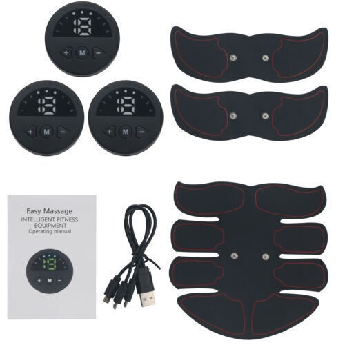 LCD Rechargeable EMS Abdominal Muscle Toning Belt Trainer ABS Stimulator Toner